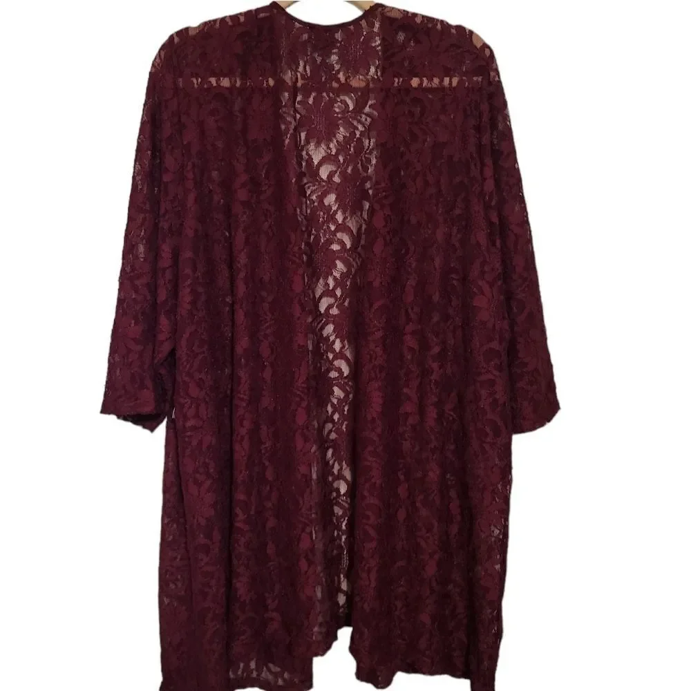 #66 Catherines Stunning Open Front Lace Dressy Cardigan, Plus Size 28W NEW - Picture 3 of 7